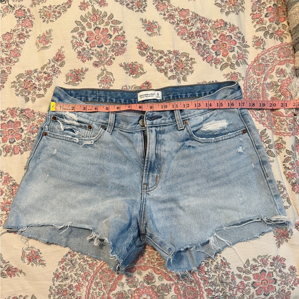 Abercrombie & Fitch Light Blue Distressed Jean Shorts